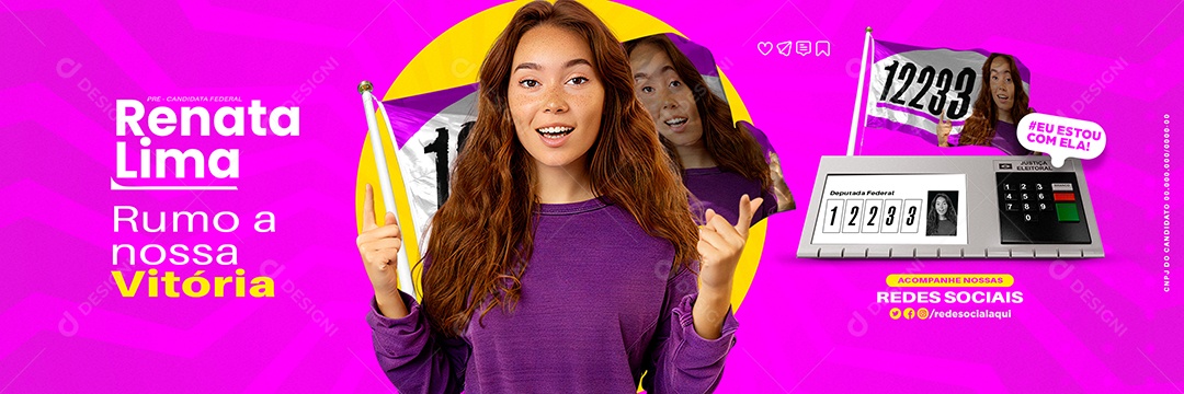Carrossel Política Renata Lima Rumo a Vitória Social Media PSD Editável