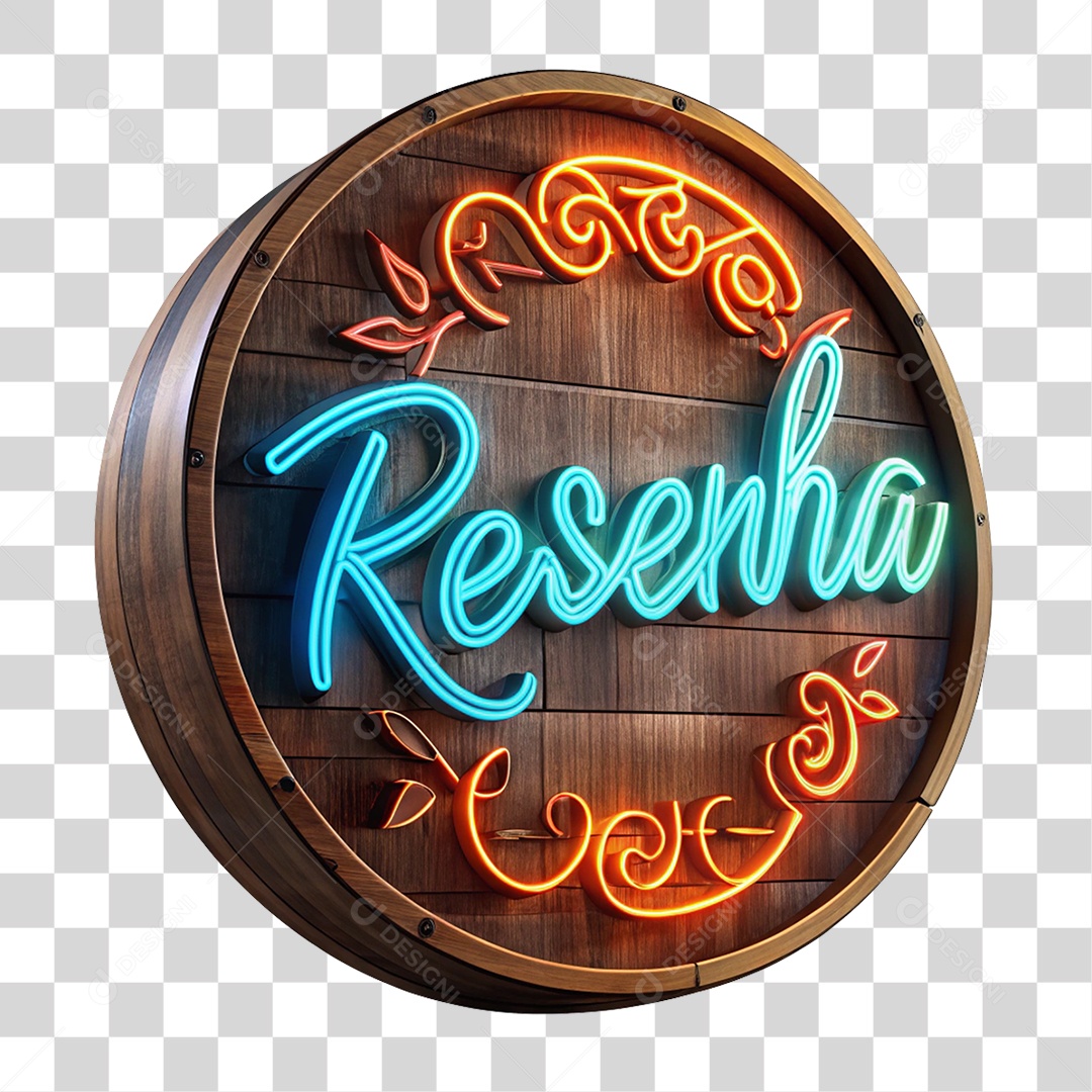 Placa de Madeira Resenha PNG Transparente