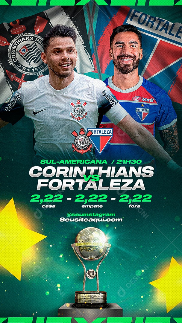 Story Sul Americana Corinthians x Fortaleza Social Media PSD Editável