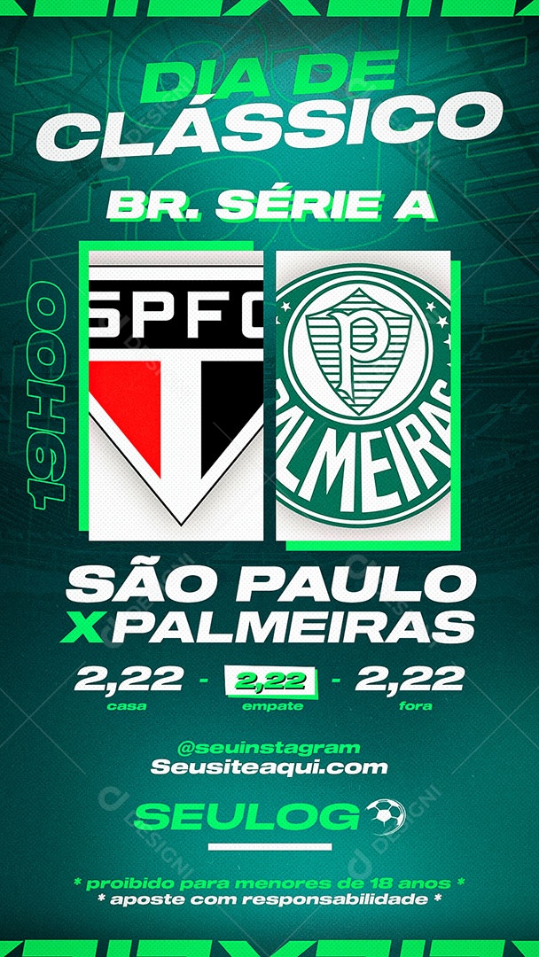 Jogo Brasileirão São Paulo x Palmeiras Social Media PSD Editável