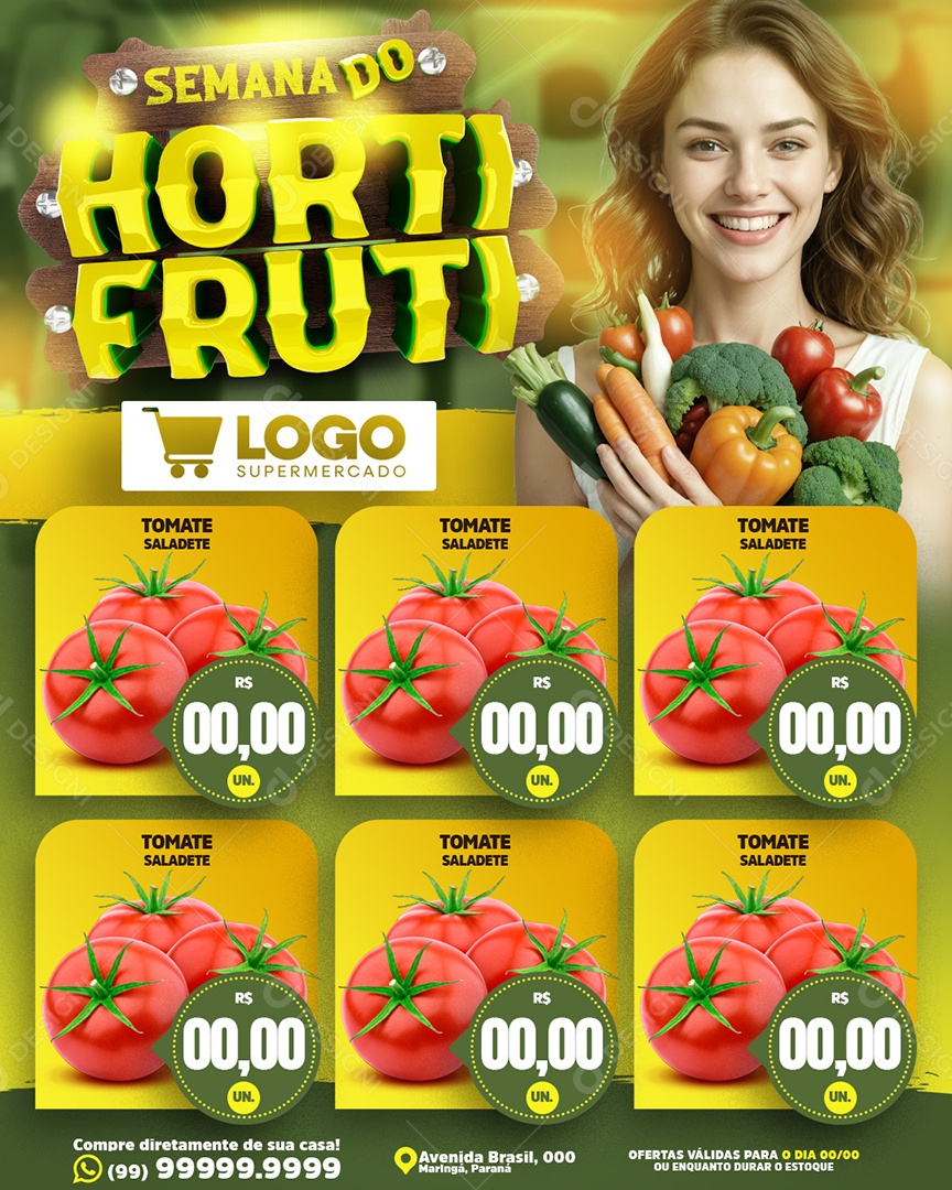 Encarte Semana do Hortifruti Social Media PSD Editável
