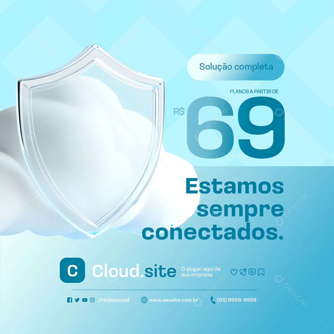 Hospedagem Estamos Sempre Concetados Social Media PSD Editável