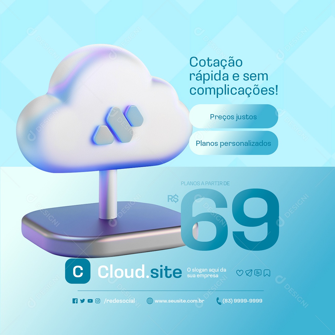 Hospedagem Cotação Rápida e sem Complicações Social Media PSD Editável