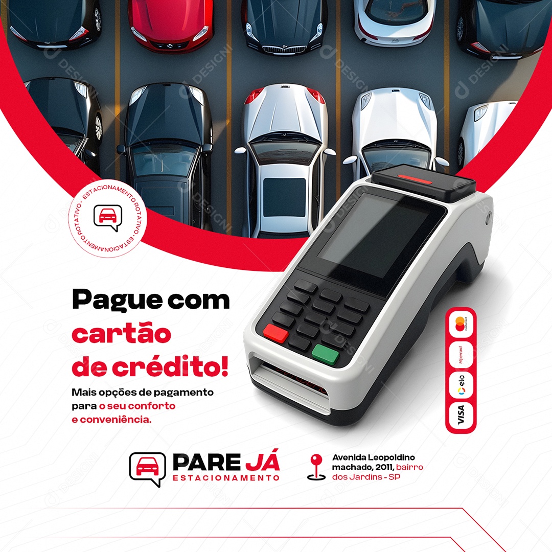 Estacionamento Pague com Cartão de Crédito Social Media PSD Editável