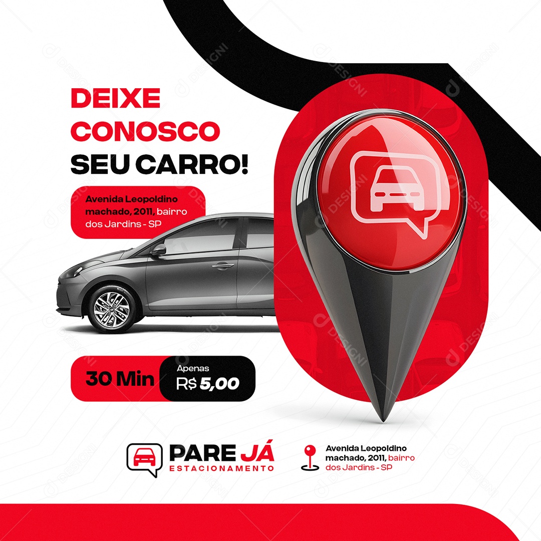 Estacionamento Deixe Conosco seu Carro Social Media PSD Editável
