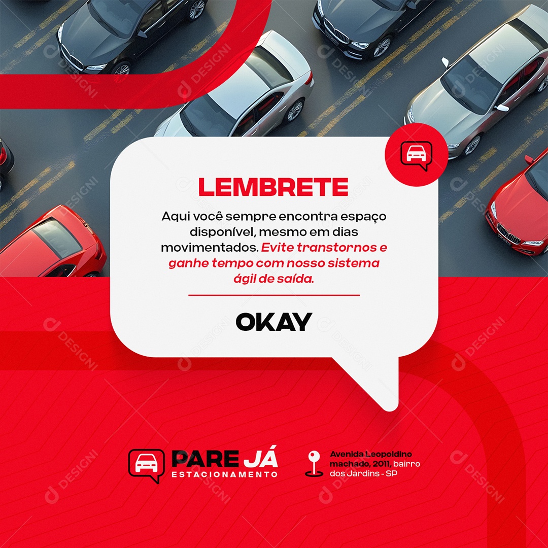 Estacionamento Lembrete Social Media PSD Editável