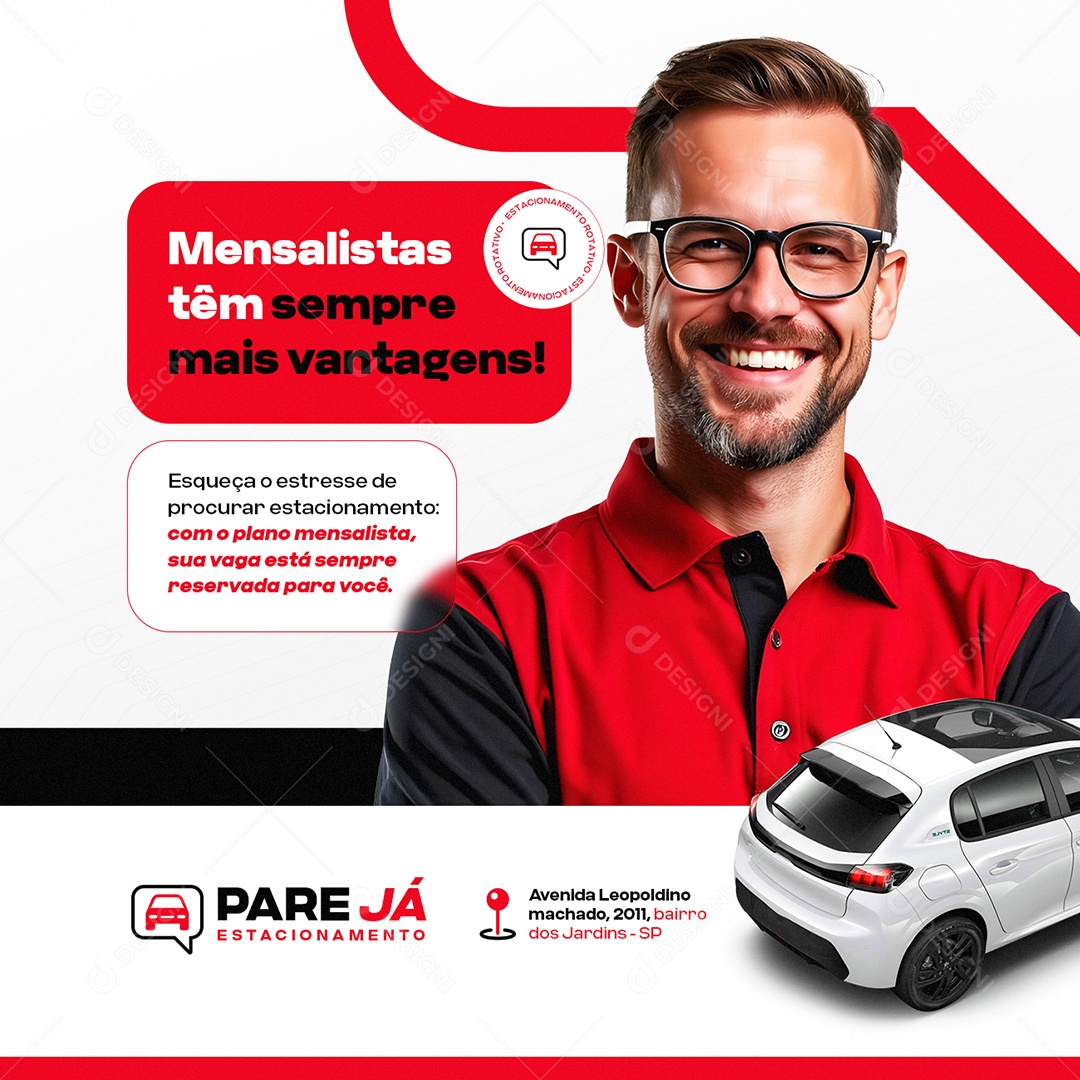 Estacionamento Mensalistas tem Sempre mais Vantagens Social Media PSD Editável
