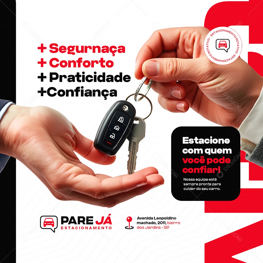 Estacionamento mais Segurança Conforto Praticidade Confiança Social Media PSD Editável
