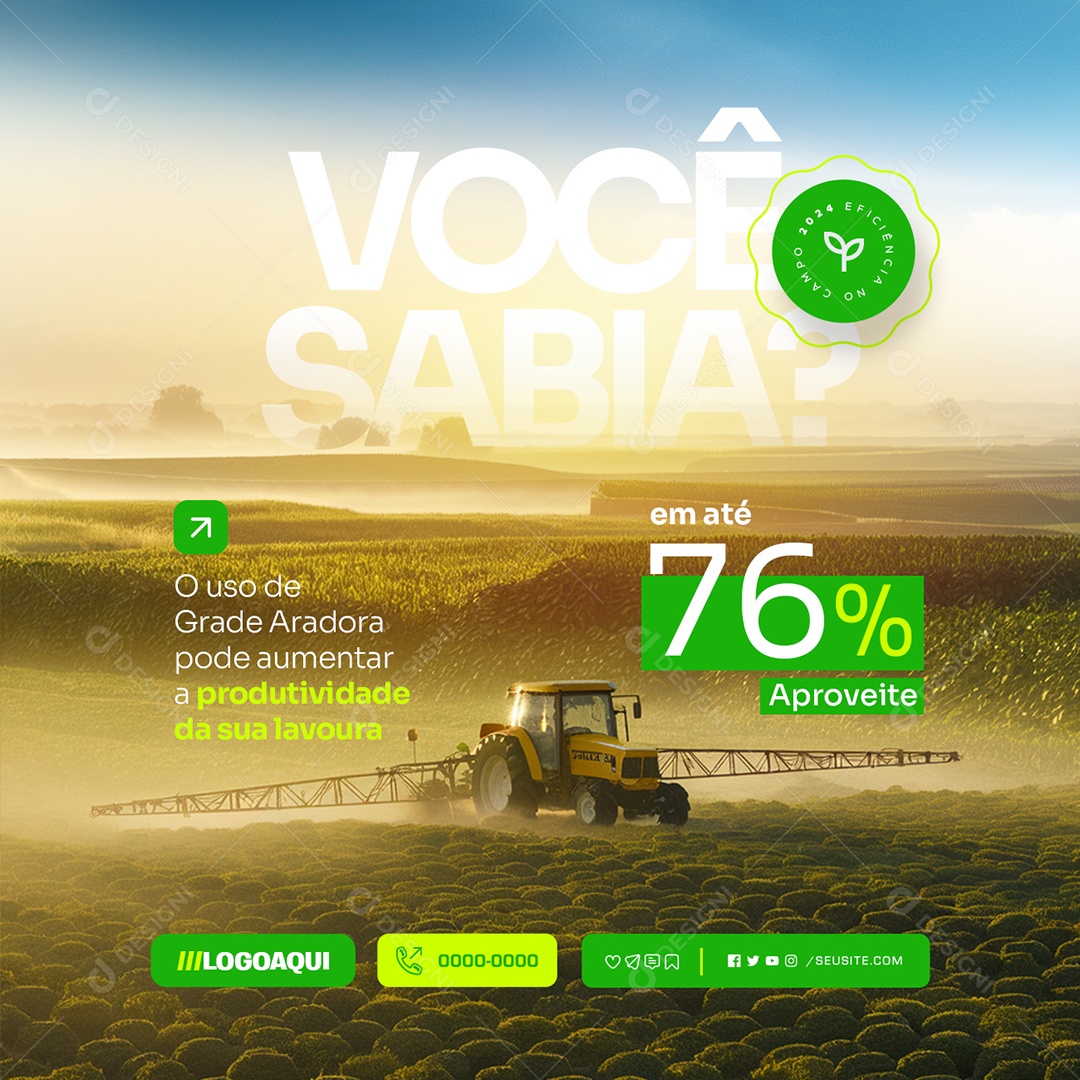 O Uso de Grade Aradora pode Aumentar a Produtividade Social Media PSD Editável