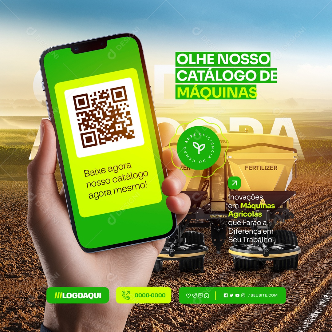 Olhe Nosso Catálogo de Máquinas Social Media PSD Editável