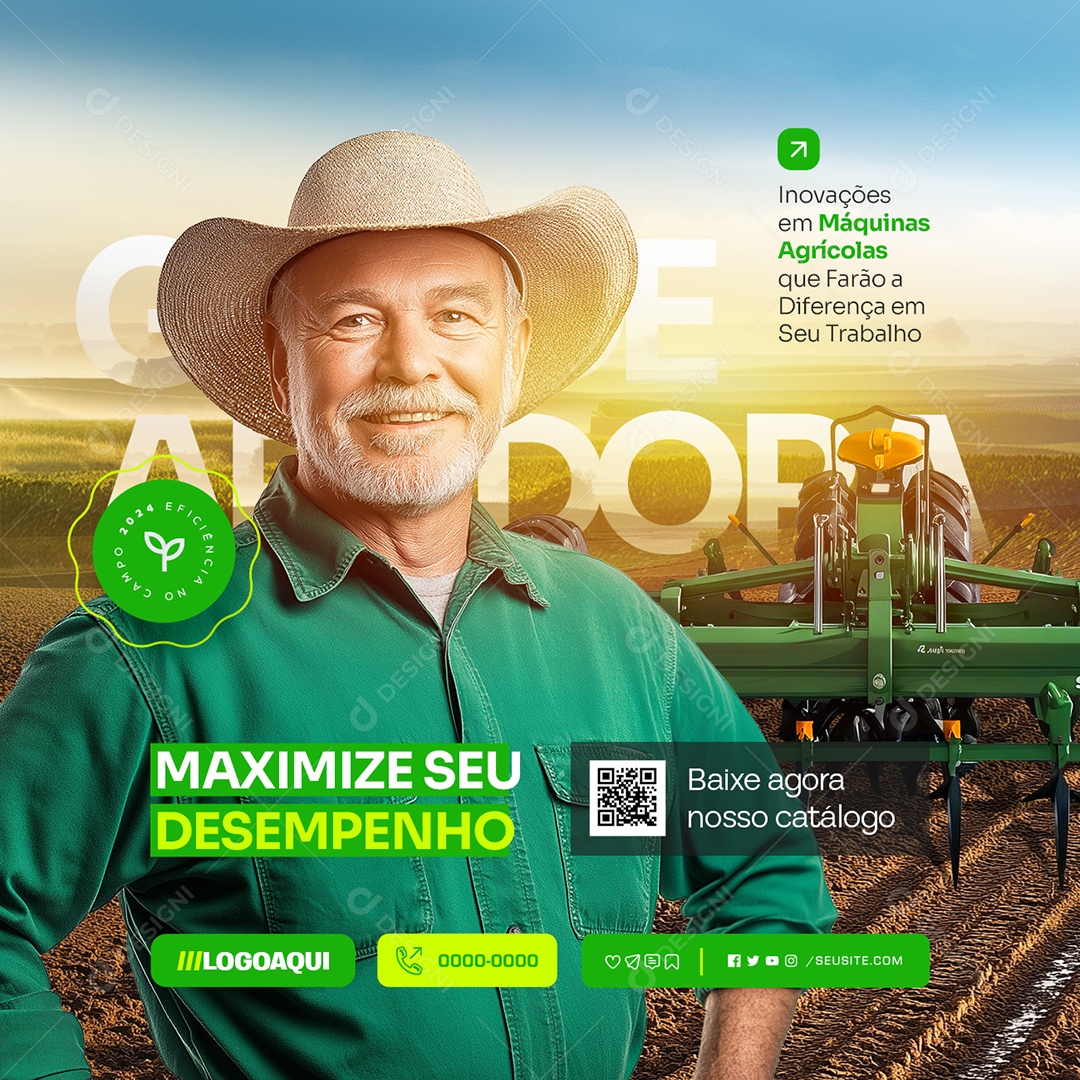 Inovações em Máquinas Agrícolas Social Media PSD Editável