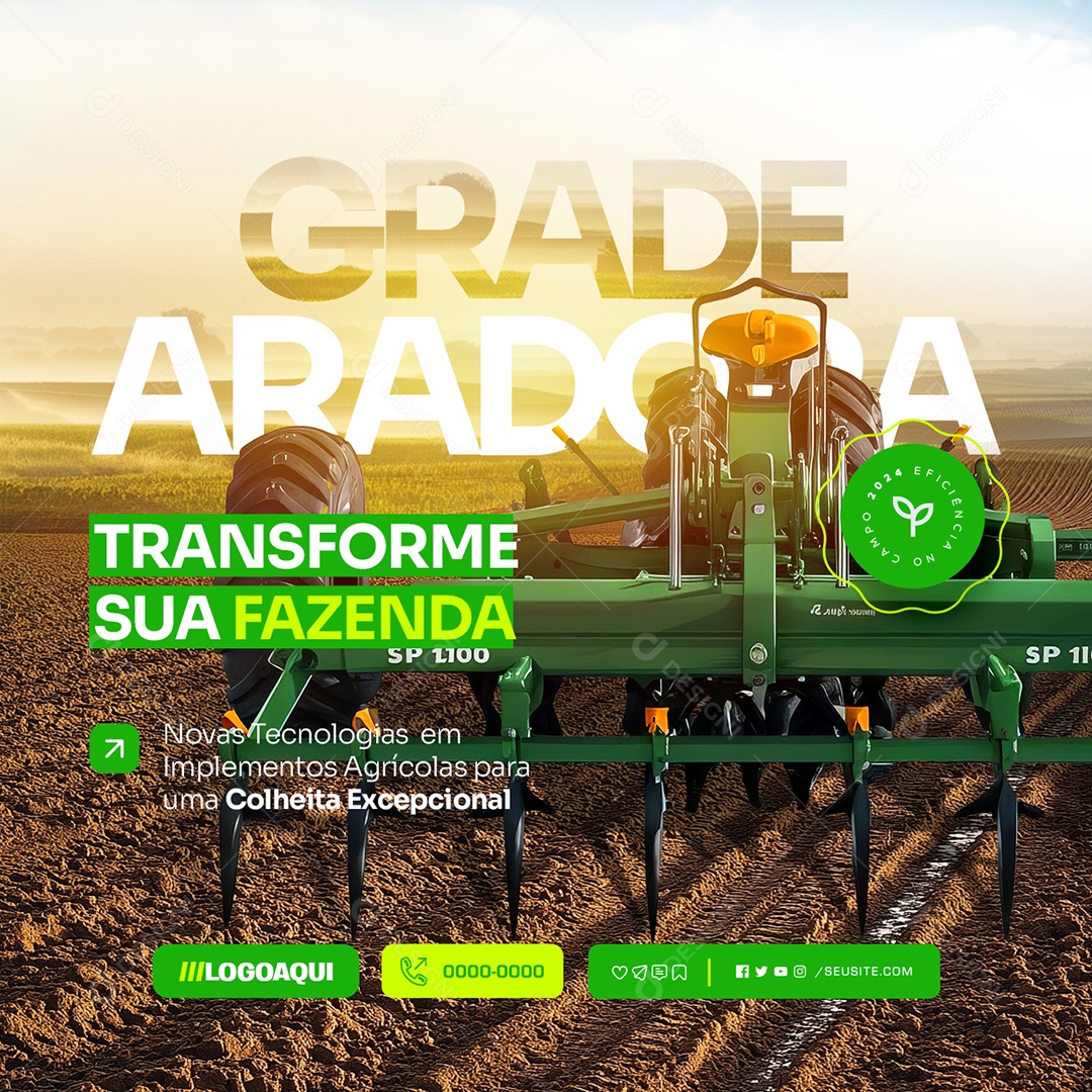 Grade Aradora Transforme sua Fazenda Social Media PSD Editável