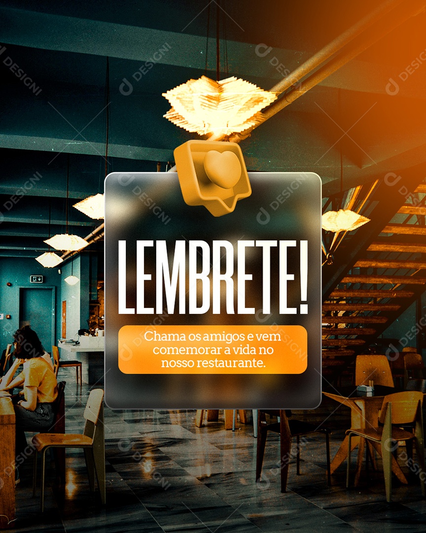 lembrete Aviso de Restaurante Social Media PSD Editável