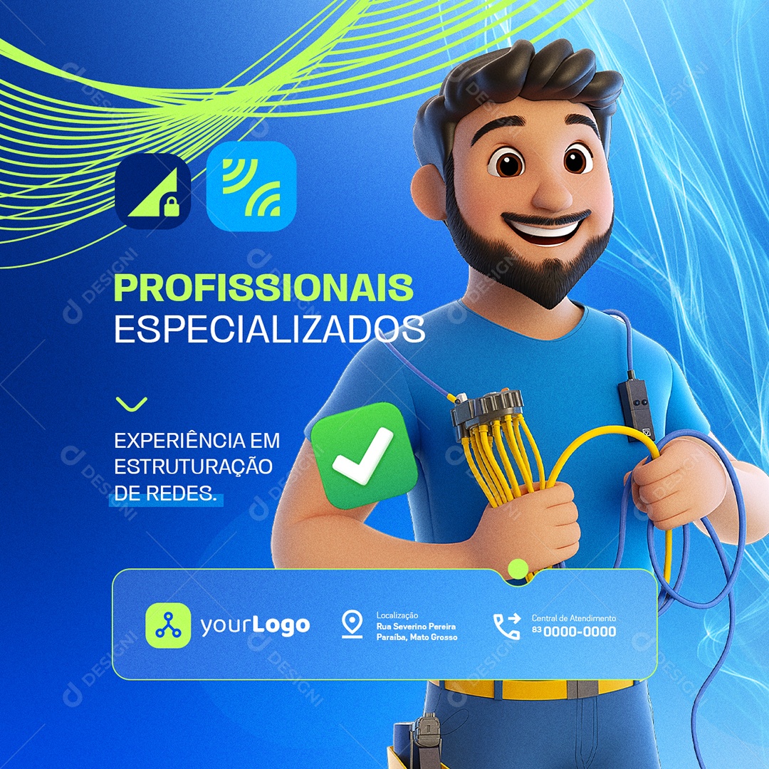 Infraestrutura de Rede Profissionais Especializados Social Media PSD Editável