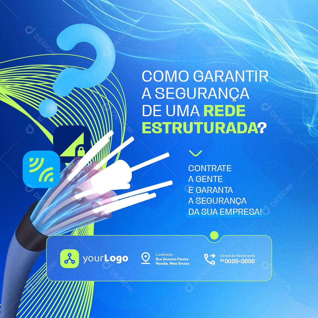 Infraestrutura de Rede Como Garnatir a Segurança Social Media PSD Editável