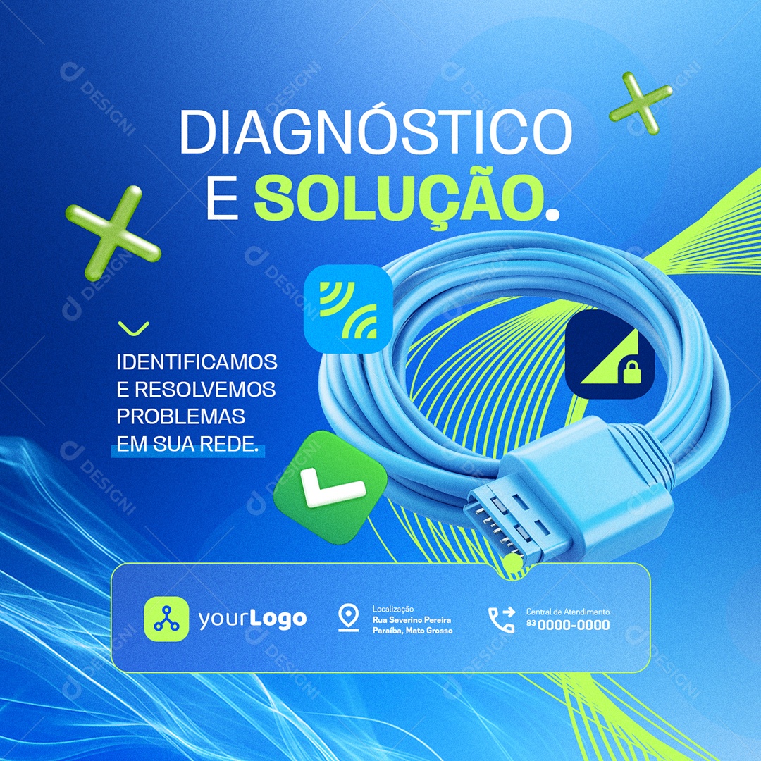 Infraestrutura de Rede Diagnóstico e Solução Social Media PSD Editável
