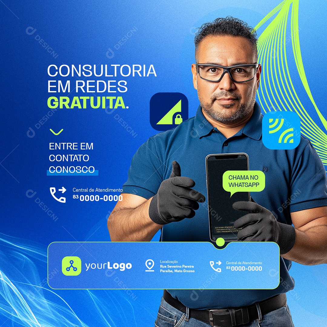 Infraestrutura de Rede Consultoria Gratuita Social Media PSD Editável