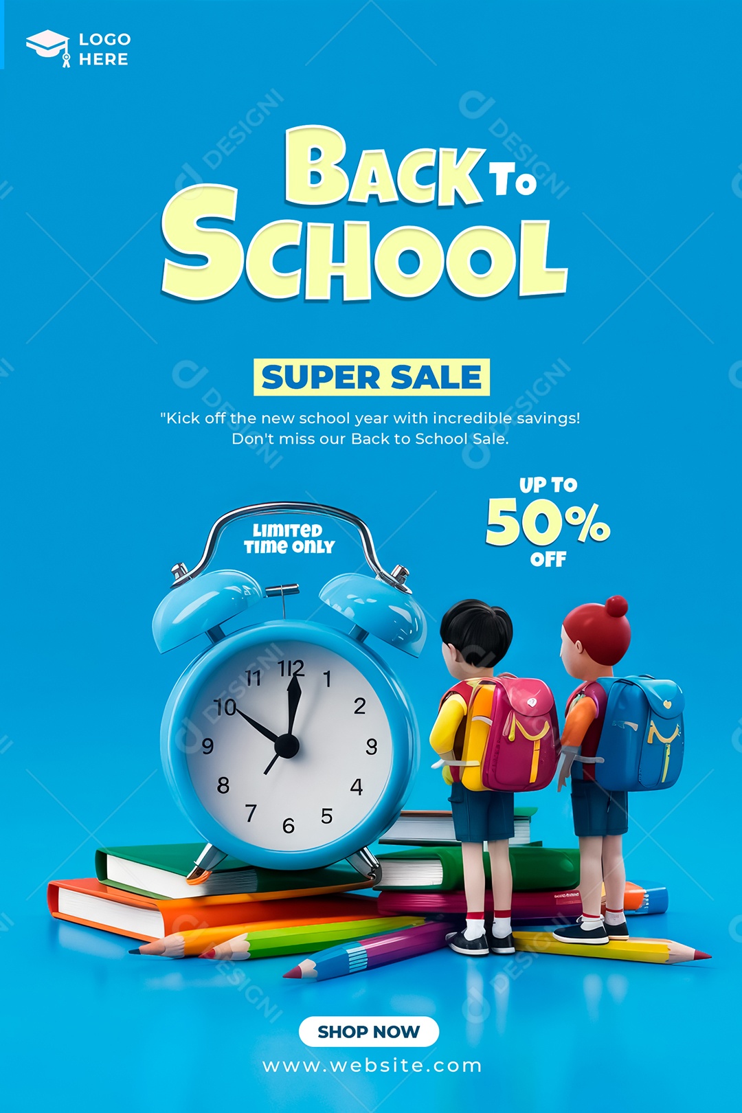 Volta as Aulas Promoção Material Escolar Social Media PSD Editável