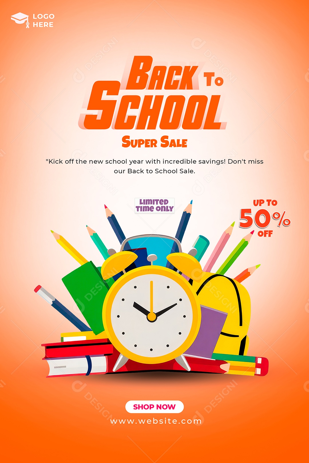 Volta as Aulas Promoção Material Escolar Social Media PSD Editável