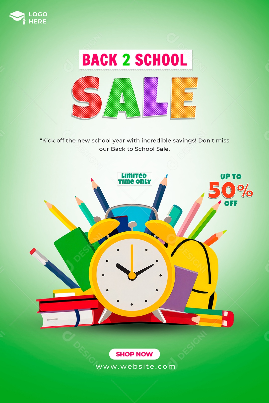 Volta as Aulas Promoção Material Escolar Social Media PSD Editável