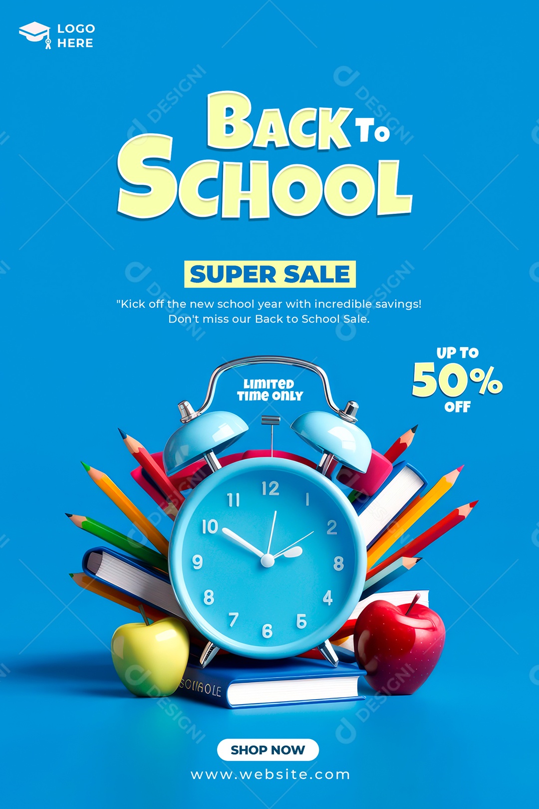 Volta as Aulas Promoção Material Escolar Social Media PSD Editável