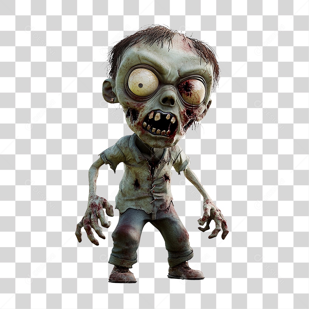 Elemento 3D Zumbi de Halloween PNG Transparente