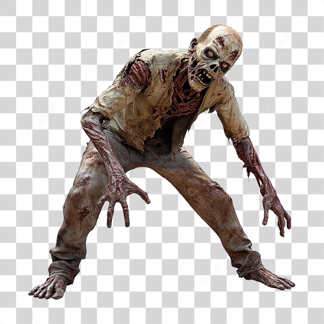 Elemento 3D Zumbi de Halloween PNG Transparente