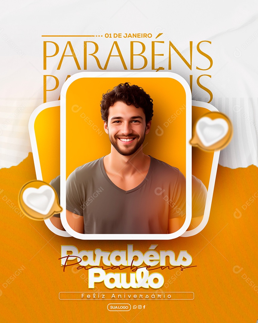 Aniversário Parabéns Paulo Social Media PSD Editável