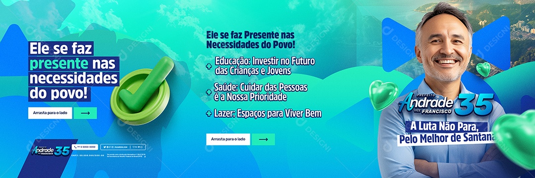Carrossel Política Prefeito Andrade A Luta não Para Social Media PSD Editável