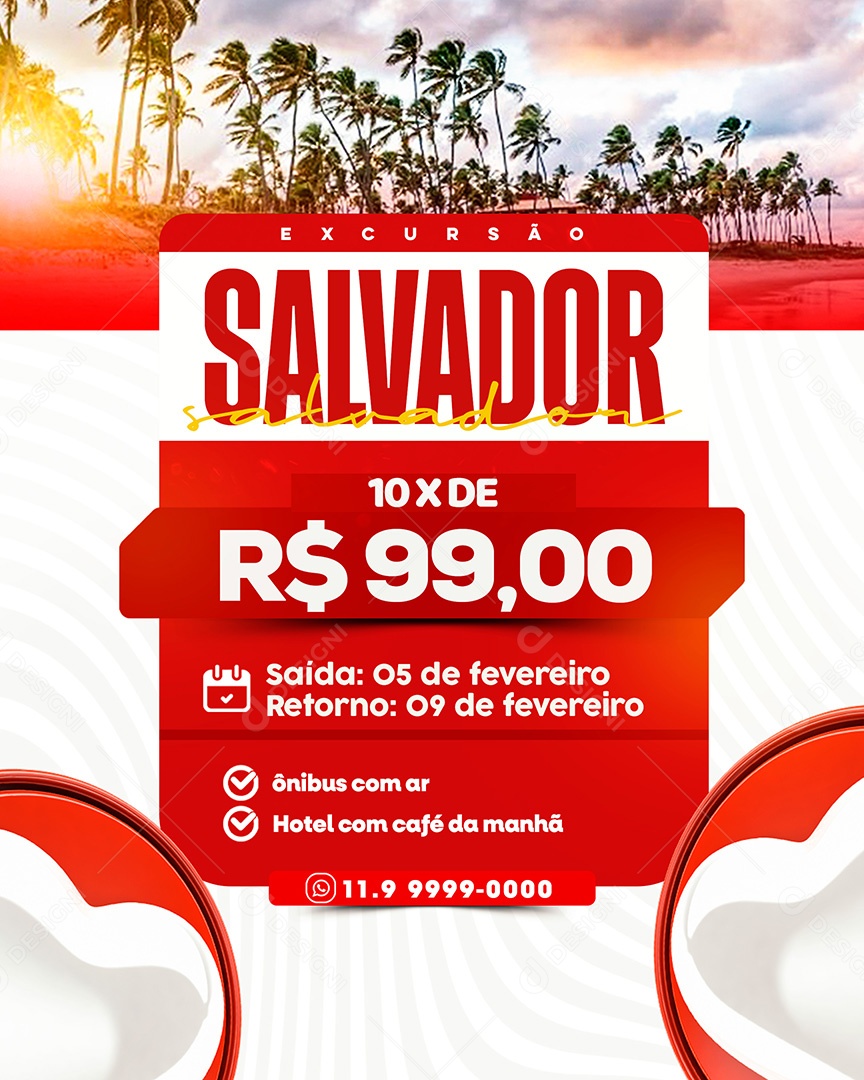 Excursão Salvador Social Media PSD Editável