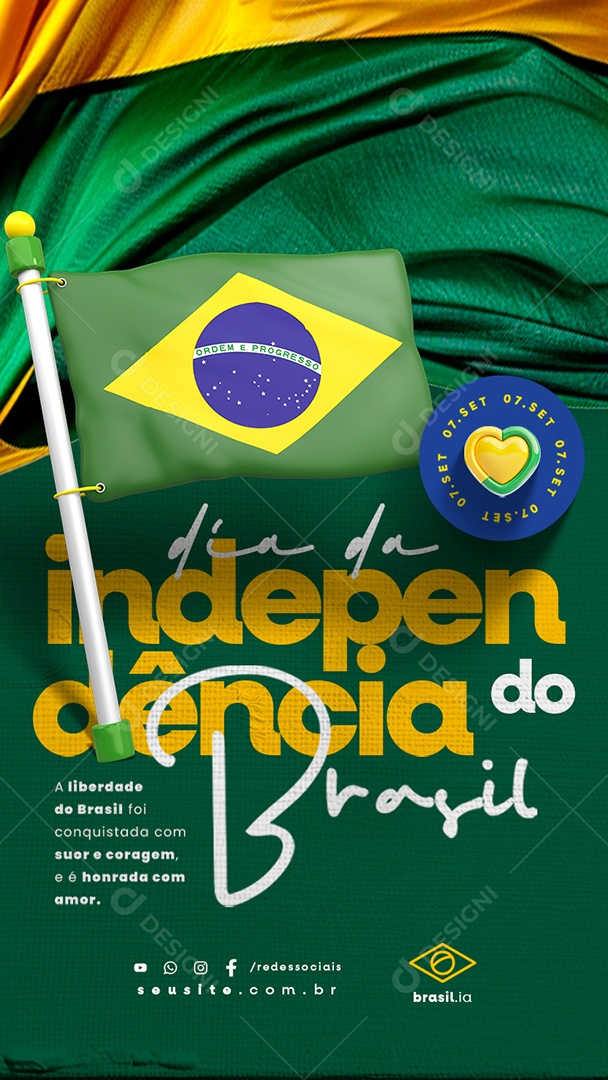 Story Dia da Independência do Brasil 07 de Setembro Liberdade Social Media PSD Editável