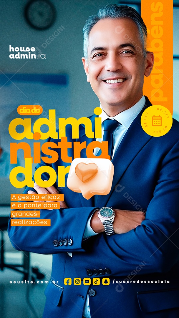 Story Social Media Dia Do Administrador 09 de Setembro PSD Editável