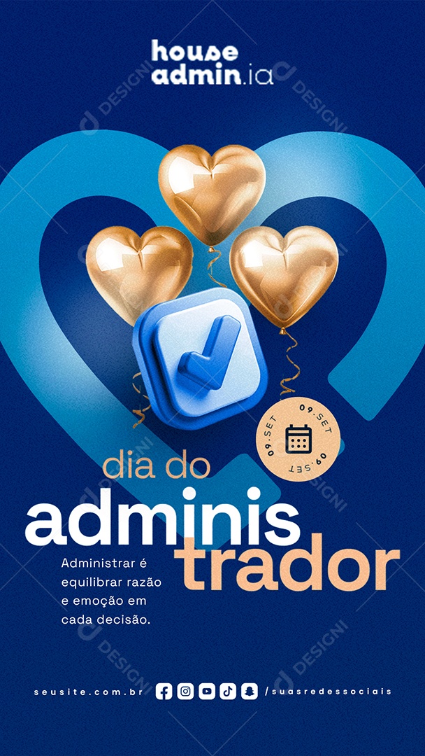 Story Dia Do Administrador 09 de Setembro Equilibrar Razão e Emoção Social Media PSD Editável