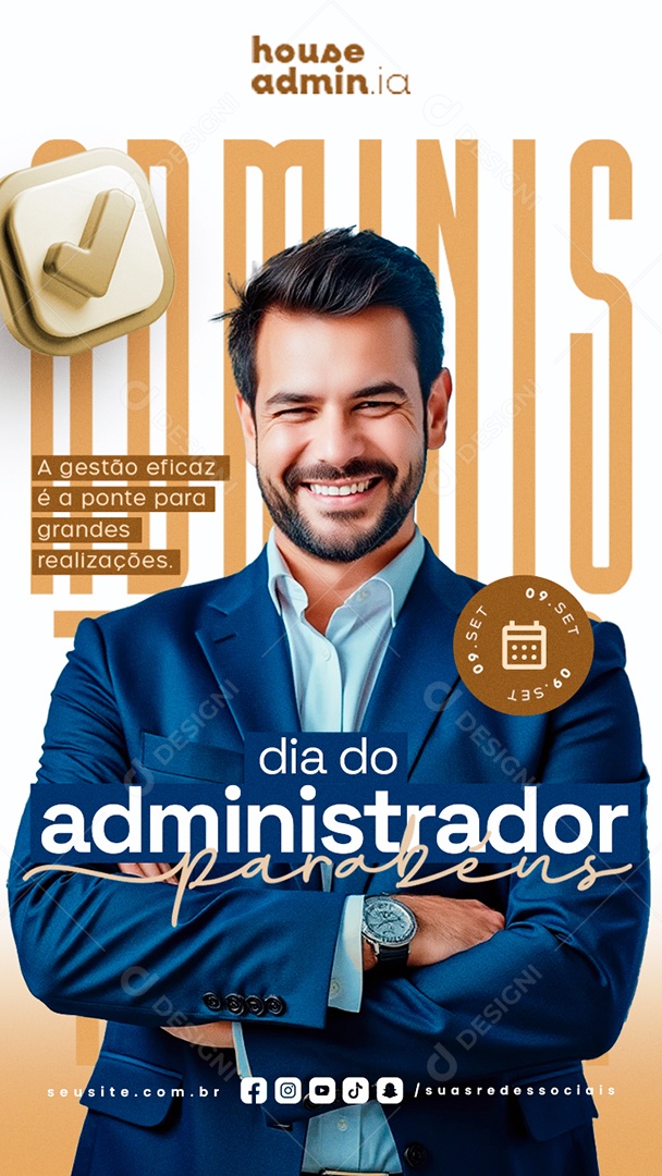 Story Dia Do Administrador 09 de Setembro Equilibrar Razão e Emoção Social Media PSD Editável