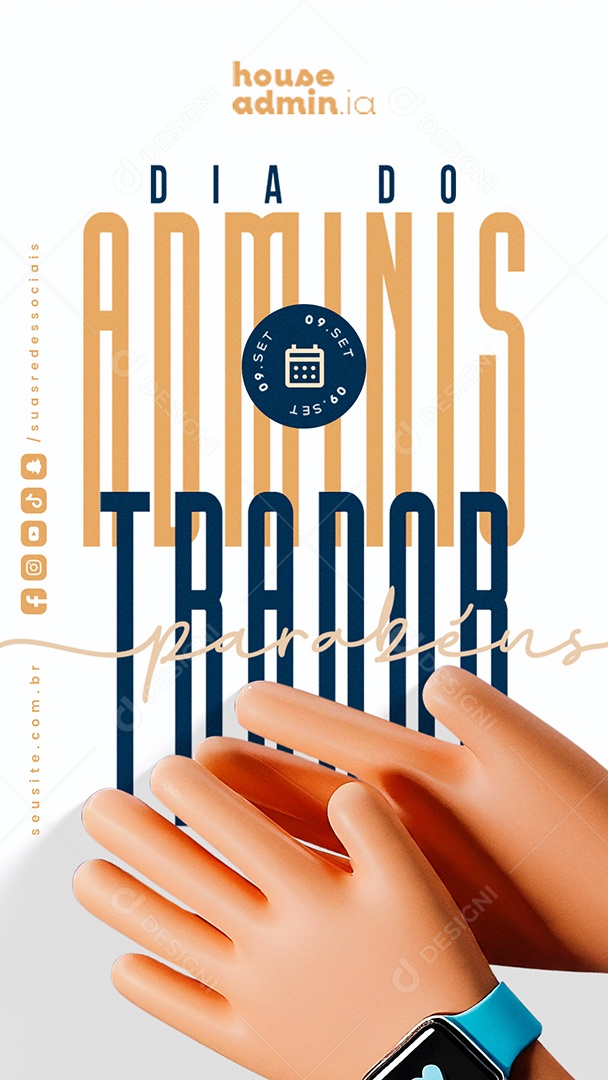 Story Dia Do Administrador 09 de Setembro Parabéns Social Media PSD Editável
