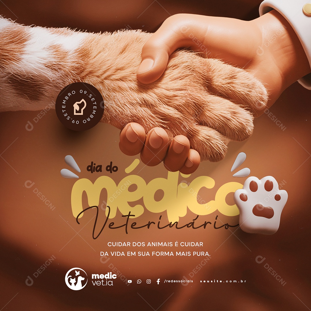 Dia do Médico Veterinário 09 de Setembro Social Media PSD Editável