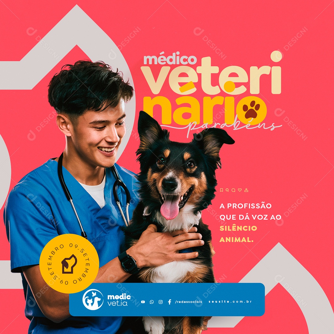Dia do Médico Veterinário 09 de Setembro Social Media PSD Editável