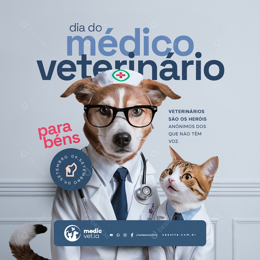 Dia do Médico Veterinário 09 de Setembro Social Media PSD Editável