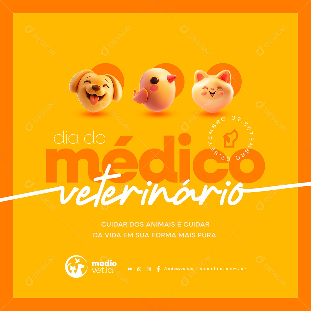 Dia do Médico Veterinário 09 de Setembro Social Media PSD Editável