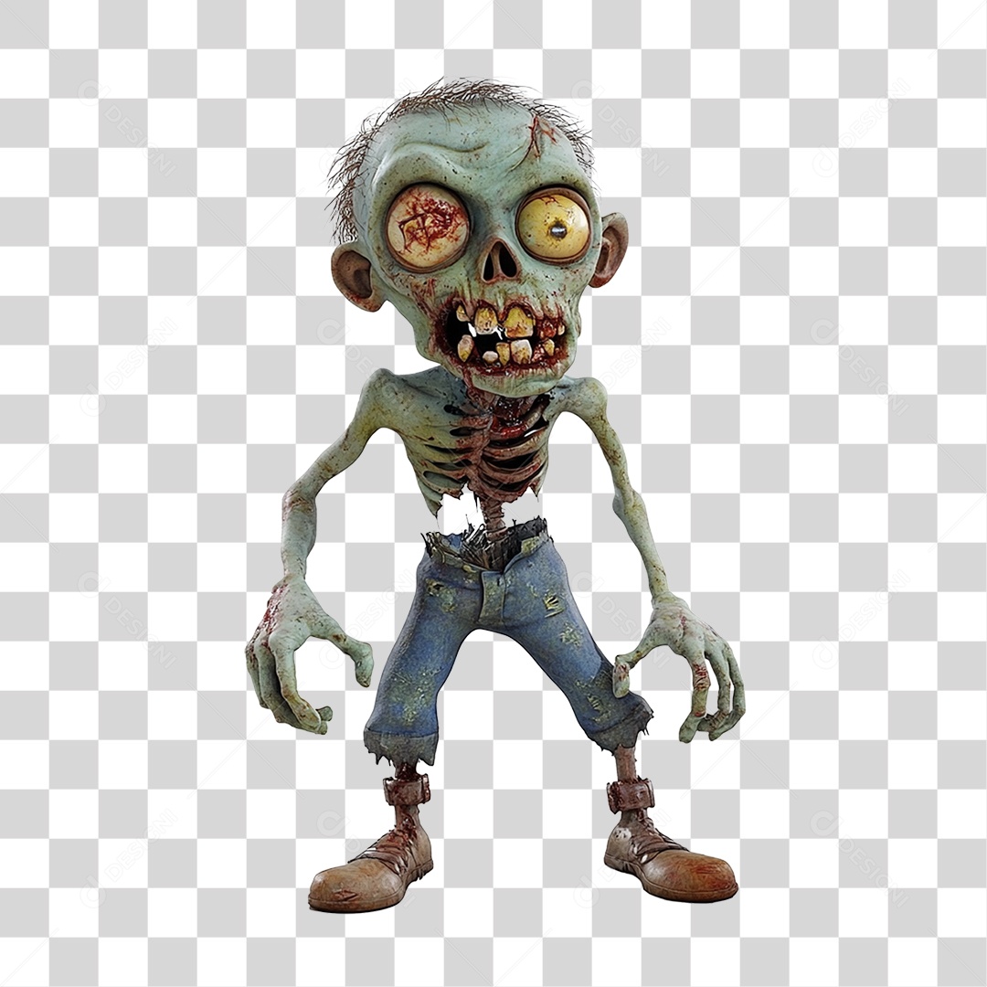 Elemento 3D Zumbi de Halloween PNG Transparente