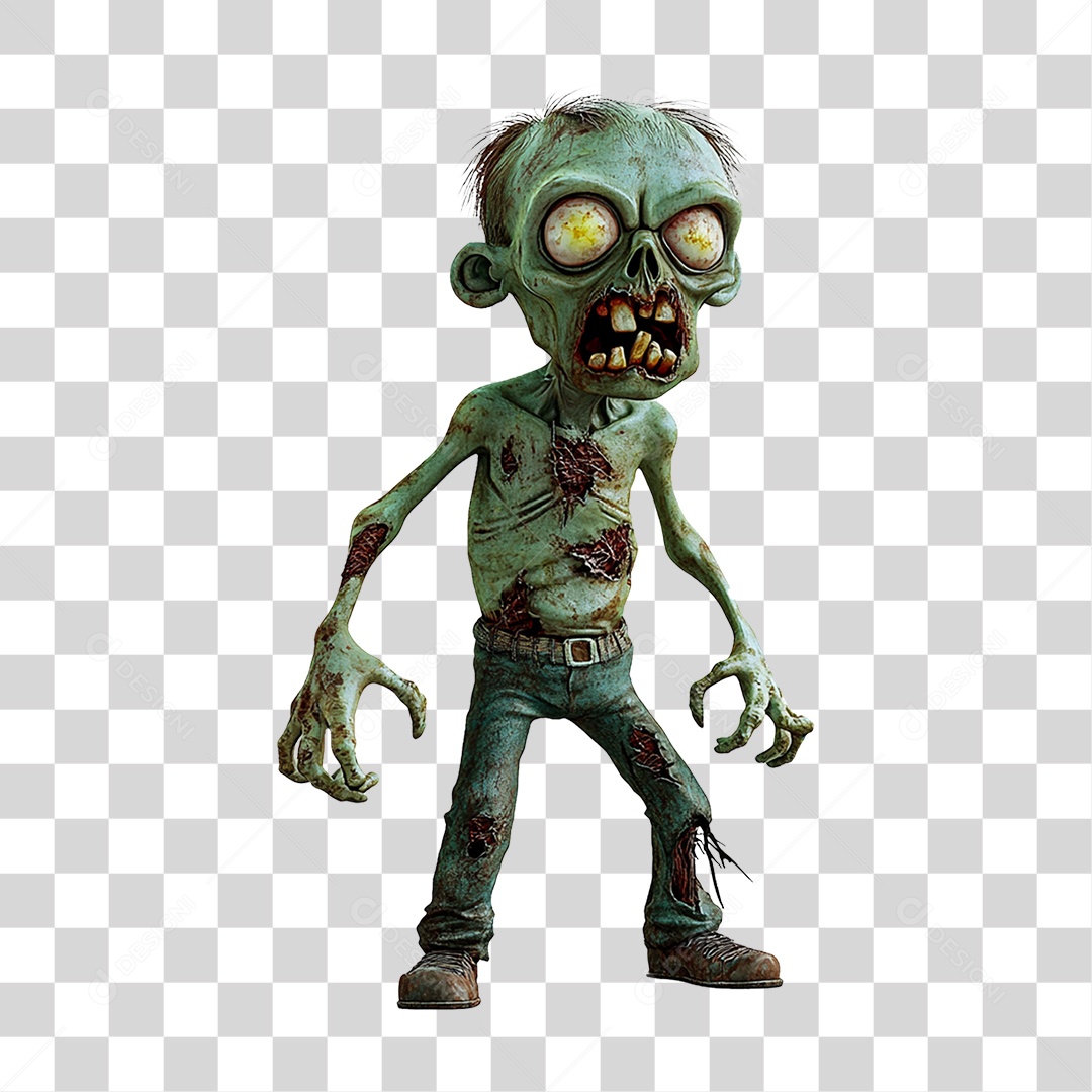 Elemento 3D Zumbi de Halloween PNG Transparente