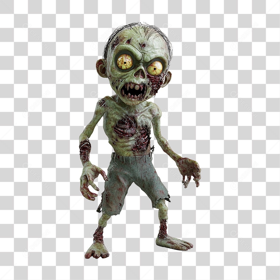 Elemento 3D Zumbi de Halloween PNG Transparente
