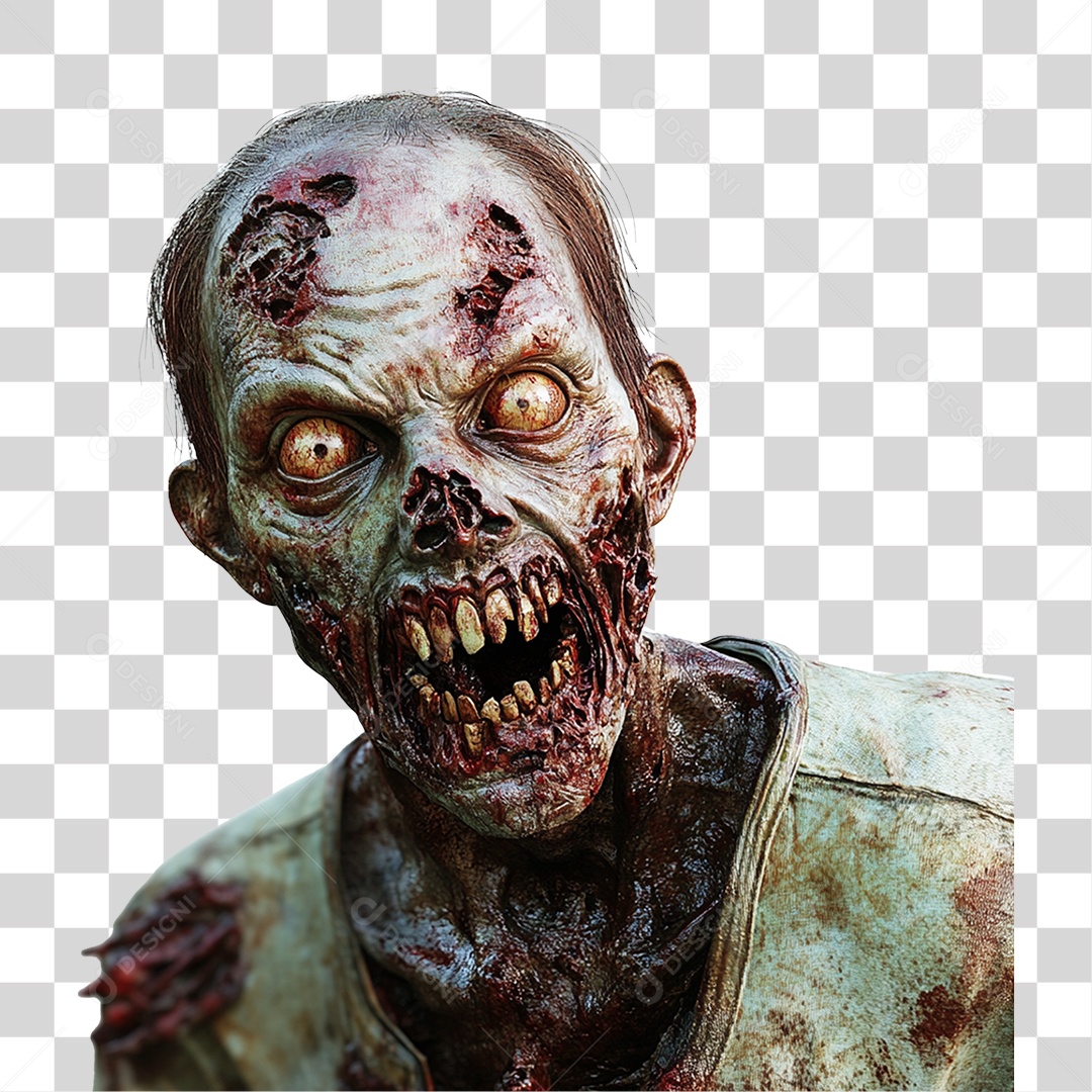 Elemento 3D Zumbi de Halloween PNG Transparente