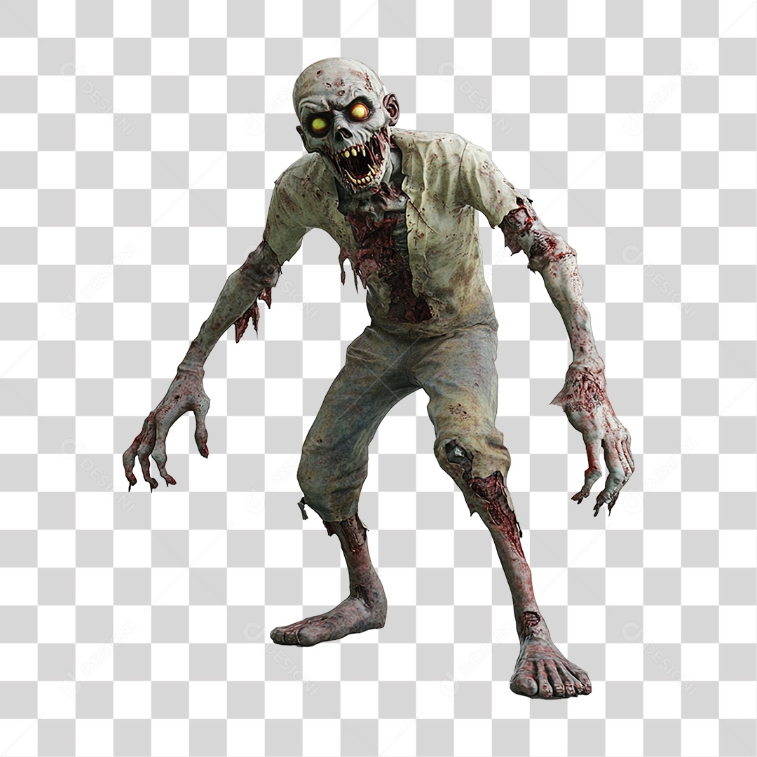 Elemento 3D Zumbi de Halloween PNG Transparente
