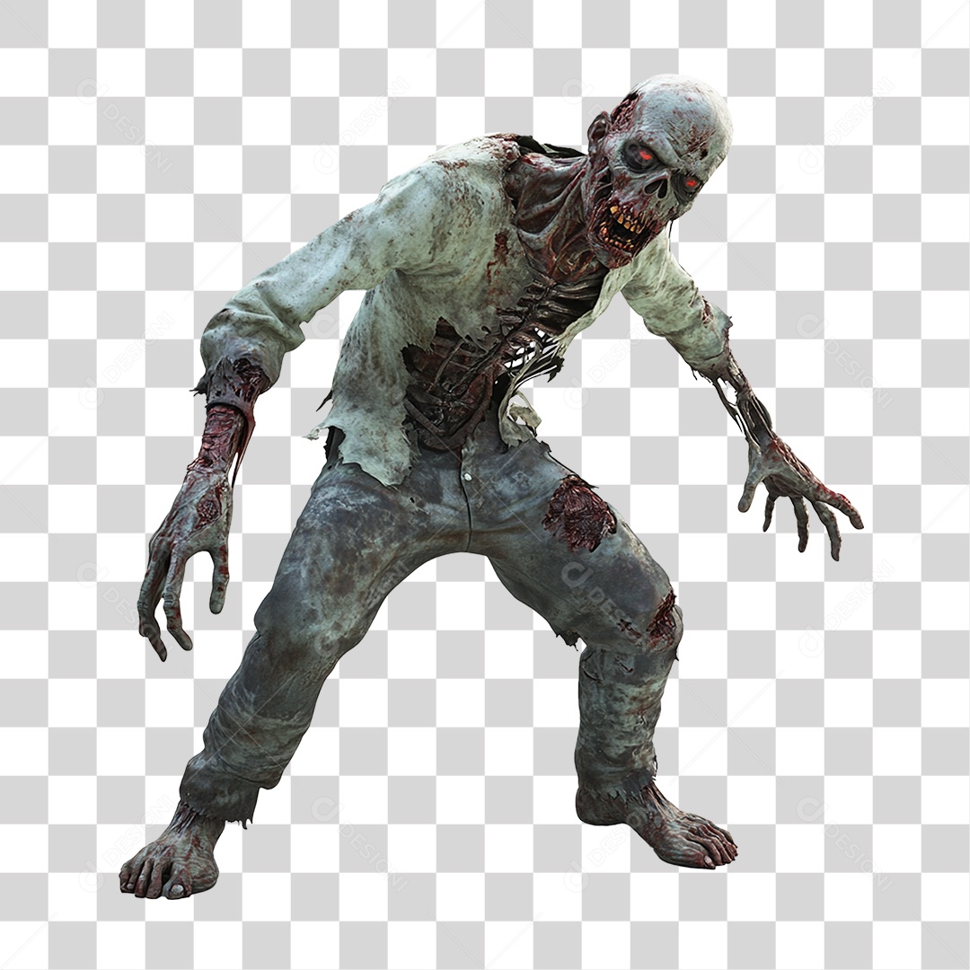Elemento 3D Zumbi de Halloween PNG Transparente