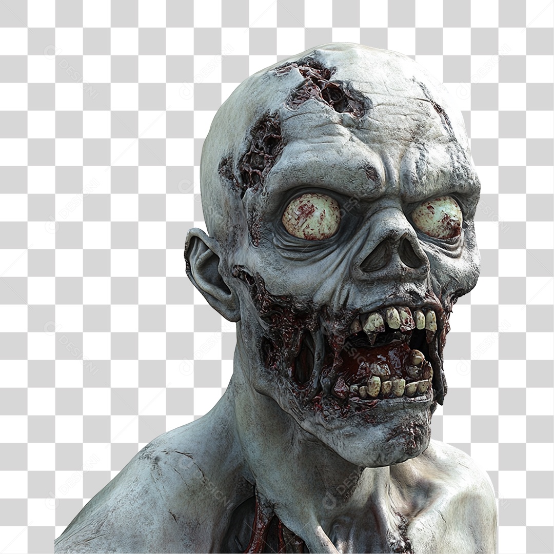 Elemento 3D Zumbi de Halloween PNG Transparente
