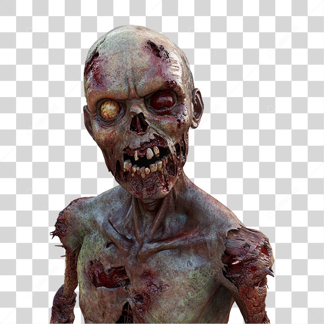 Elemento 3D Zumbi de Halloween PNG Transparente