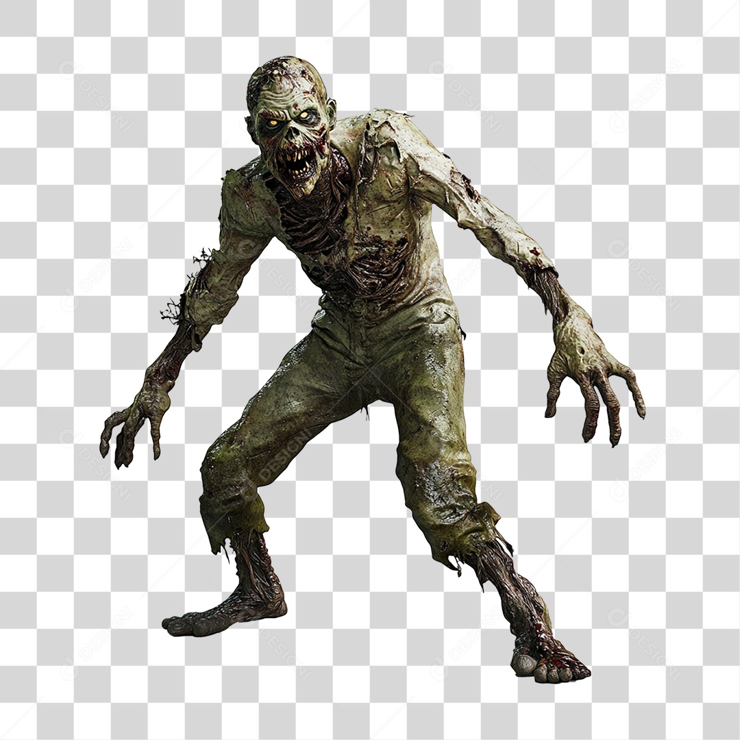 Elemento 3D Zumbi de Halloween PNG Transparente