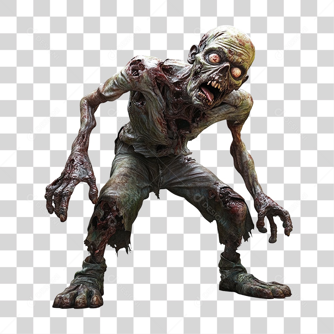 Elemento 3D Zumbi de Halloween PNG Transparente