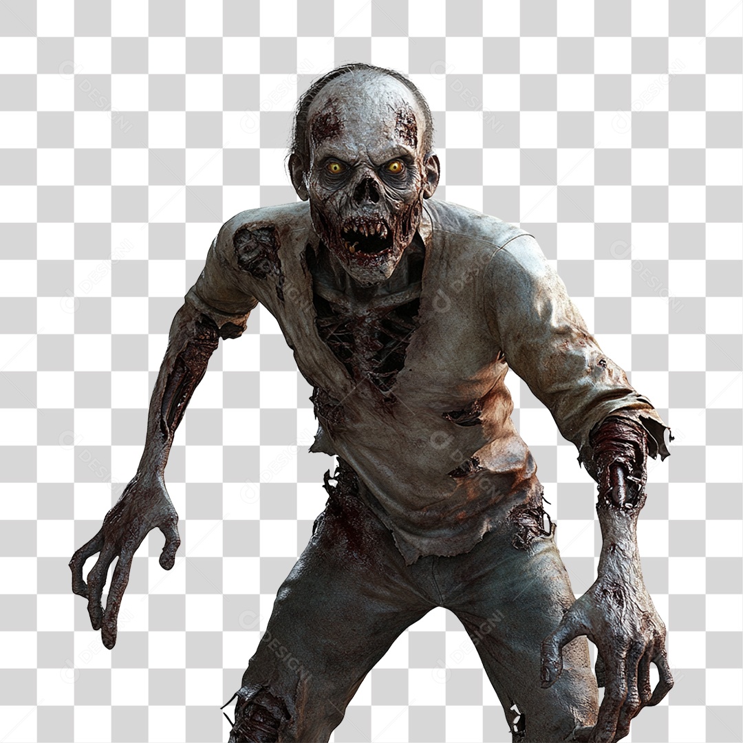 Elemento 3D Zumbi de Halloween PNG Transparente